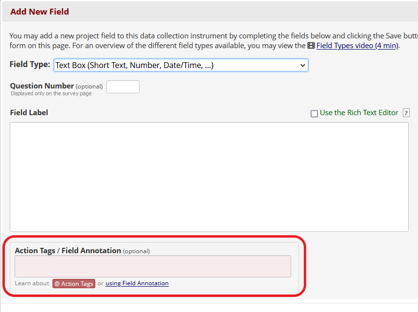 Field Annotation box