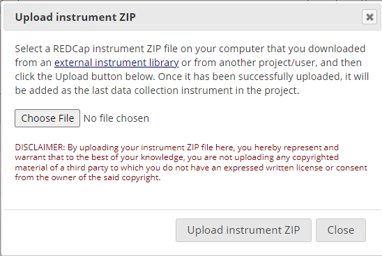 Choose and upload the instrument