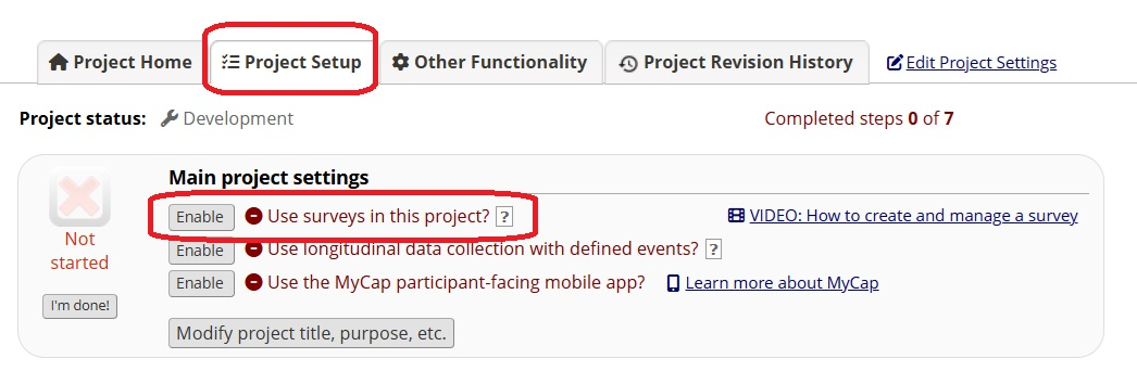 Project-level Survey setting