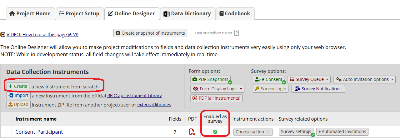 Enable Survey in Online Designer