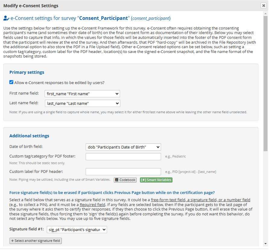 Modify e-Consent Settings