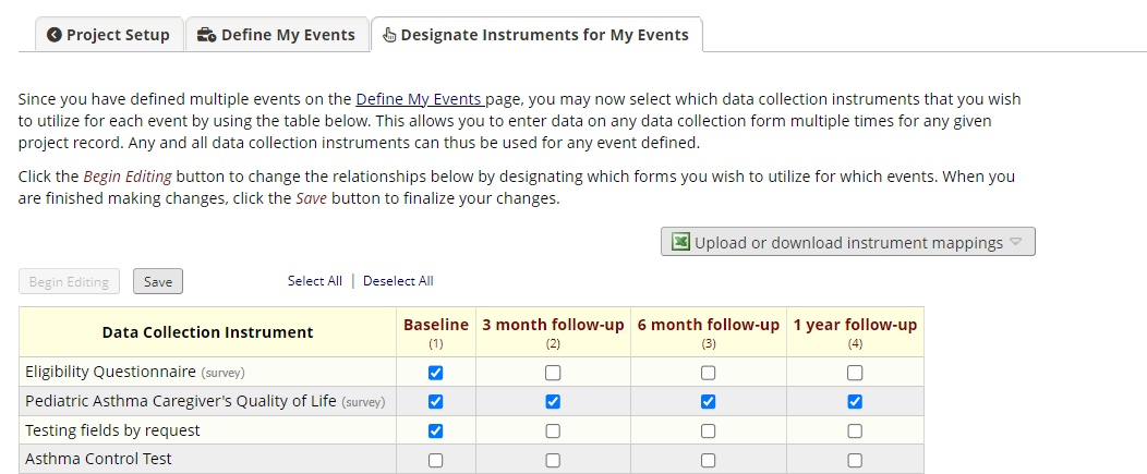 Designate Instuments for My Events