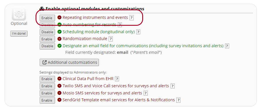 Enable Repeating Instruments and Events