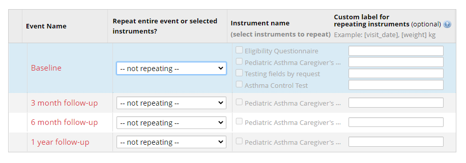 Select Repeating Instruments and Events