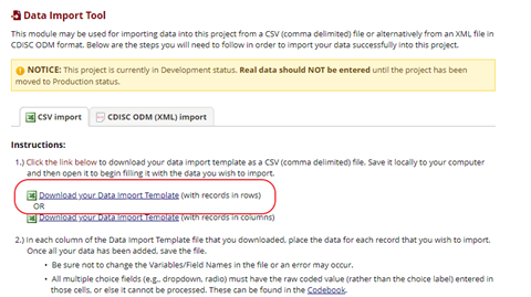 Data Import Tool and Import Template