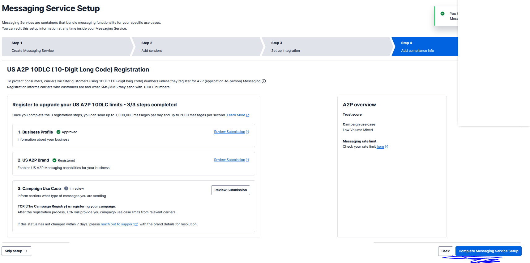 Complete Messaging Service Setup